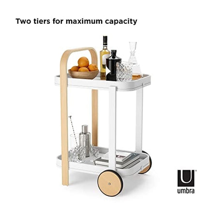 Umbra Bellwood Bar and Serving Cart, White/Natural