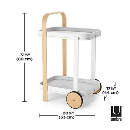 Umbra Bellwood Bar and Serving Cart, White/Natural