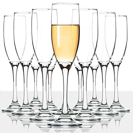 Classic Champagne Flutes, Set of 12, 6 Oz Premium Stemmed Champagne Glasses, Sparkling Wine Glass, Crystal Clear