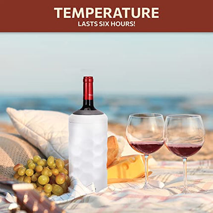 Wine Chiller - Premium Wine Bottle Chiller Double Walled, Vacuum Insulated Wine Cooler for Most 750mL Champagne and Wine Bottles - Iceless Wine Chiller with Up To 6 Hours Cold Temperature Retention