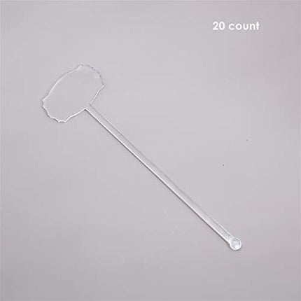 UNIQOOO 6 Inches DIY Clear Acrylic Drink Stirrers- Cocktail Swizzle Stir Sticks with Escort Place Cards- Perfect for Wedding, Birthday Parties, Bridal Shower and Holiday Event Banquet, 20 Count
