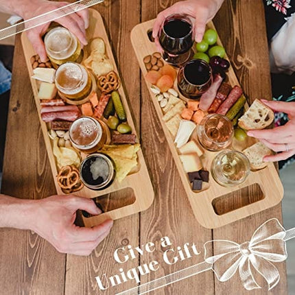 UNNA Flight Board with 4 Tulip Glasses - Premium Natural Bamboo Beer Flight & Wine Flight Tasting Set, Craft Beer Gift Set, Whiskey Flight Board, Tequila Flight Board, Unique Charcuterie Board