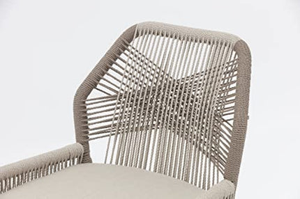 US Furnishing Indoor & Outdoor Waterproof Hand-Crafted Stool, Stool Bar Chair Rattan Chair Bar Stool High Stool Home Back Dining Chair Comfortable Simple & Beautiful (Bar Height 30'), Beige. Brown