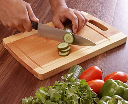 Utopia Kitchen 3 Piece Bamboo Cutting Boards with Juice Grooves - BPA Free - Eco-friendly - Natural Organic Bamboo Chopping Boards for Vegetables, Meat and Cheese (Pack Of 1)