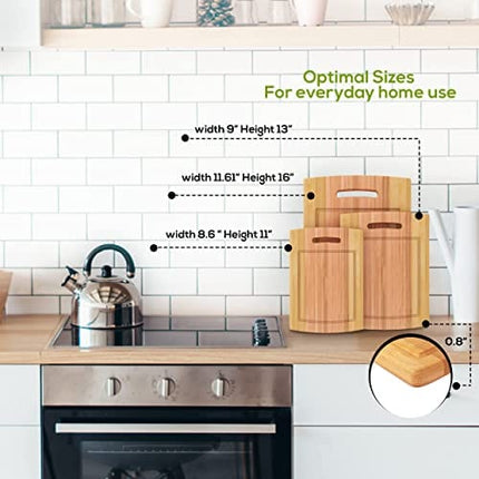 Utopia Kitchen 3 Piece Bamboo Cutting Boards with Juice Grooves - BPA Free - Eco-friendly - Natural Organic Bamboo Chopping Boards for Vegetables, Meat and Cheese (Pack Of 1)