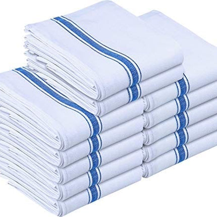 Utopia Towels Dish Towels, 15 x 25 Inches, 100% Ring Spun Cotton Super Absorbent Linen Kitchen Towels, Soft Reusable Cleaning Bar and Tea Towels Set (12 Pack, Blue)
