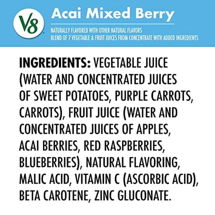 V8 Blends 100% Juice Acai Mixed Berry Juice, Fruit and Vegetable Juice Blend, 46 Ounce Bottle (Pack Of 6)