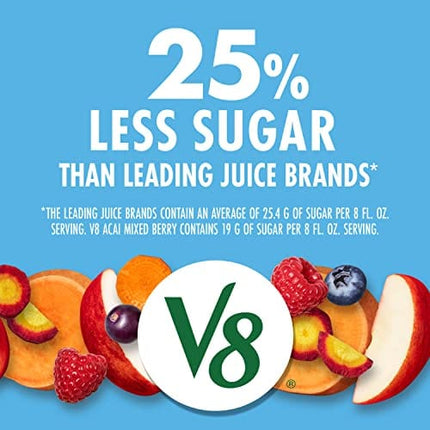 V8 Blends 100% Juice Acai Mixed Berry Juice, Fruit and Vegetable Juice Blend, 46 Ounce Bottle (Pack Of 6)