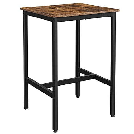 VASAGLE Bar Table, Small Kitchen Table, High Top Pub Table, for Living Room Study, Industrial Steel Frame, 23.6 x 23.6 x 35.4 Inches, Rustic Brown and Black ULBT25X