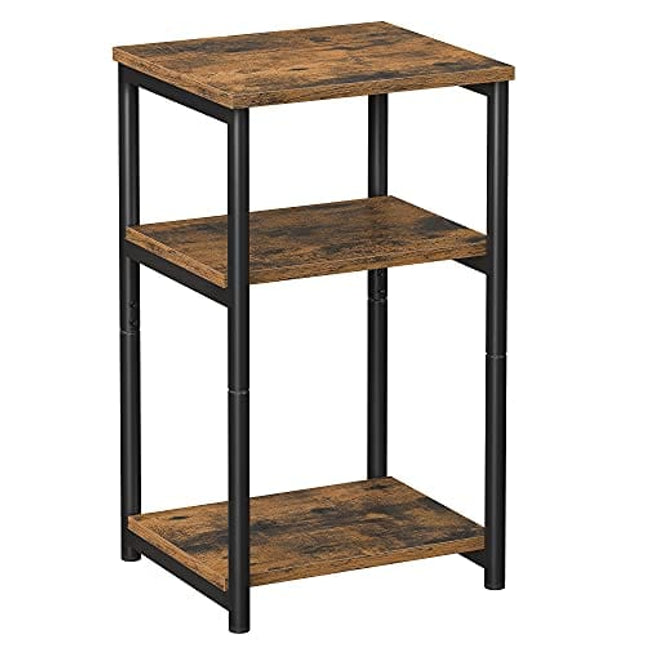 VASAGLE Side Table, Small End Table, Tall Nightstand for Living Room, Bedroom, Office, Bathroom, Rustic Brown and Black ULET273B01