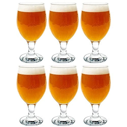Vikko Beer Glass, Set of 6 Belgian Style Beer Glasses, Large Size 13.5 Ounce, Dishwasher Safe Durable Drinking Glass for Craft Brews, Beer or Water