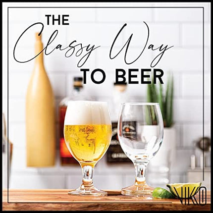 Vikko Beer Glass, Set of 6 Belgian Style Beer Glasses, Large Size 13.5 Ounce, Dishwasher Safe Durable Drinking Glass for Craft Brews, Beer or Water