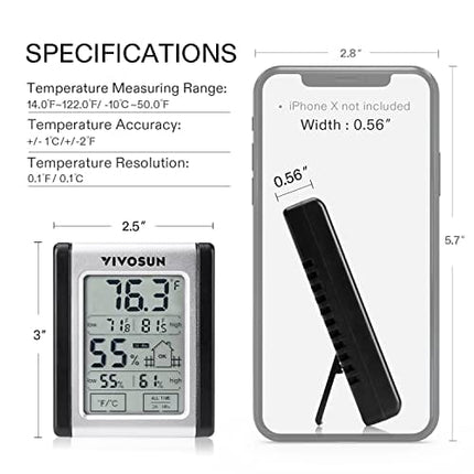 VIVOSUN Digital Indoor Hygrometer Grow Tent Thermometer, Temperature and Humidity Monitor Meter for Plants, Indoor, Home, Office