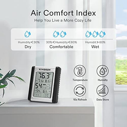 VIVOSUN Digital Indoor Hygrometer Grow Tent Thermometer, Temperature and Humidity Monitor Meter for Plants, Indoor, Home, Office