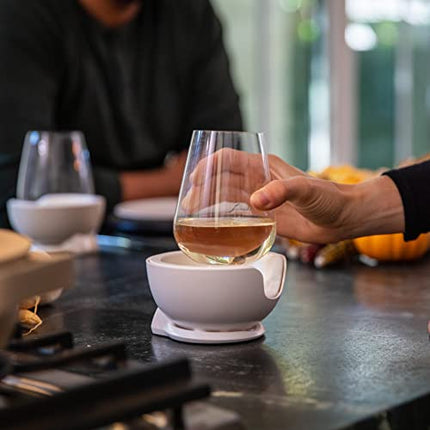VoChill Stemless Wine Glass Chiller | Keep the Chill In Your Glass | New Wine Accessory | Separable & Refreezable Chill Cradle | Actively Chills Stemless Glassware | Quartz, Pair Stemless