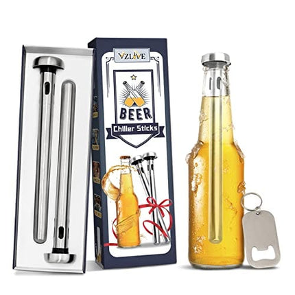 Gifts for Fathers Day, Beer Chiller Sticks for Bottles, Men Gifts for Husband Dad Him, Anniversary Birthday Gifts Ideas, Beer Gifts for Man Boyfriend, Stainless Steel Cooling Chillers,Beer Accessories