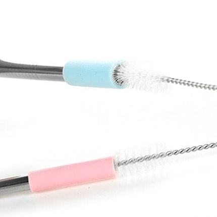 Stainless Steel Straws Set of 8 Reusable Drinking Straws for 30oz 20oz Tumbler 10.5’’ 8.5’’ Diameter 0.24’’ 0.31’’ with 8 Silicone Tips 2 Cleaning Brushes and Pouch(4 Bent 4 Straight) (8.5'' 10.5'')