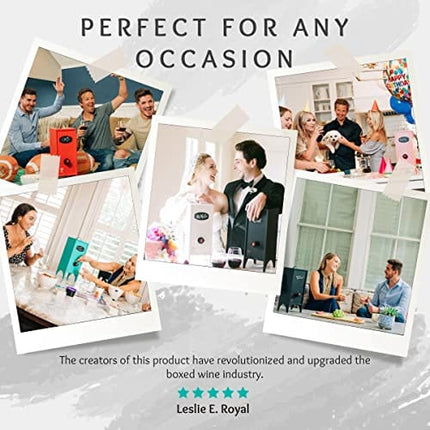 Wine Nook Decorative Box Wine Dispenser Cocktail Beverage Dispenser Wine Storage Holder for Kitchen Bar Countertop, Wine Carrier and Wine Party, Black, 3 Liters, Chalk Included