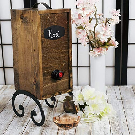 Wine Nook Wooden Wine Cocktail Box Dispenser, Decorative, Naturally Insulated, Fillable Ice Pack Beverage Bag, chalk included (American Black Walnut) 3 Liter