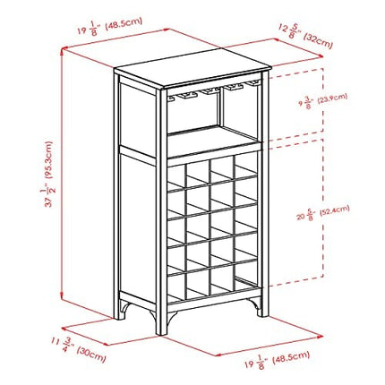 Winsome Ancona Wine Storage, Dark Espresso