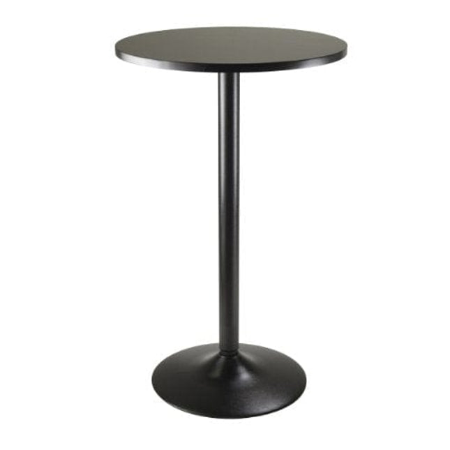 Winsome Obsidian Pub Table Round Black Mdf Top with Black Leg And Base - 23.7-Inch Top, 39.76-Inch Height