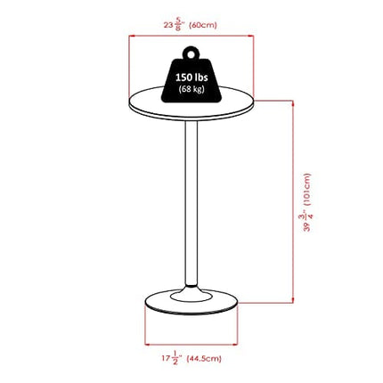 Winsome Obsidian Pub Table Round Black Mdf Top with Black Leg And Base - 23.7-Inch Top, 39.76-Inch Height