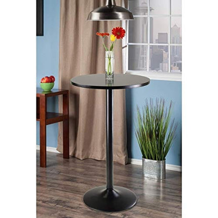 Winsome Obsidian Pub Table Round Black Mdf Top with Black Leg And Base - 23.7-Inch Top, 39.76-Inch Height