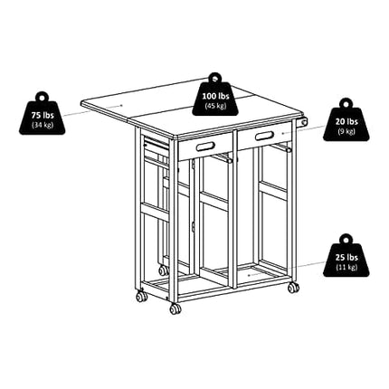 Winsome Suzanne 3-PC Set Space Saver Kitchen, Coffee Finish, 29.61x29.13x32.76