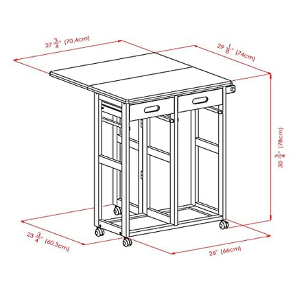 Winsome Suzanne 3-PC Set Space Saver Kitchen, Coffee Finish, 29.61x29.13x32.76