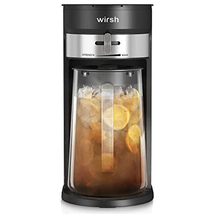 wirsh Iced Tea Maker, Iced Coffee Maker with 85 Ounce Pitcher, Strength Control and Reusable Filter, Perfect For Iced Coffee, Latte, Tea, Lemonade, Flavored Water, Black
