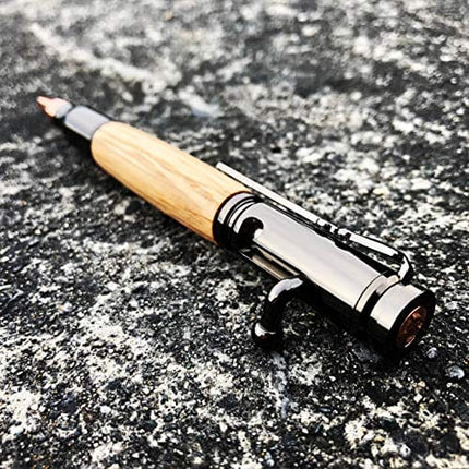 WUDWURK Whiskey Barrel Wood Bolt Action Ballpoint Pen (JD Whiskey Barrel Pen with Case and Extra Ink Refill)