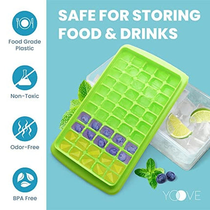 Ice Cube Tray With Lid & Bin | BPA Free Ice Tray For Freezer With Cover, Container & Tong | No Spill Stackable Ice Cube Trays With Easy Release | Large Ice Mold Maker | Perfect for Cocktails & Whisky