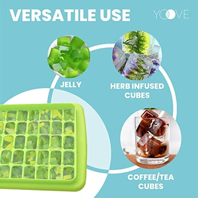 Ice Cube Tray With Lid & Bin | BPA Free Ice Tray For Freezer With Cover, Container & Tong | No Spill Stackable Ice Cube Trays With Easy Release | Large Ice Mold Maker | Perfect for Cocktails & Whisky