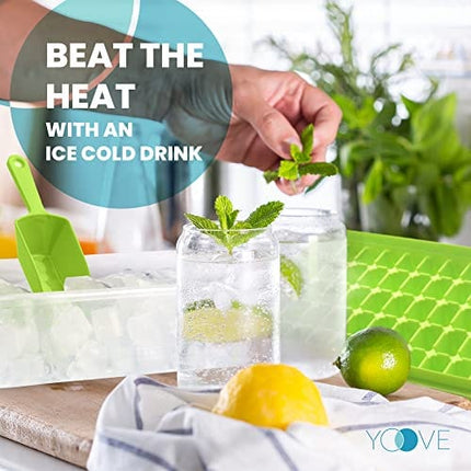 Ice Cube Tray With Lid & Bin | BPA Free Ice Tray For Freezer With Cover, Container & Tong | No Spill Stackable Ice Cube Trays With Easy Release | Large Ice Mold Maker | Perfect for Cocktails & Whisky