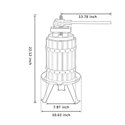 YUDA Upgraded 1.6 Gallon (6L) Manual Fruit Wine Press w/8 Blocks 100% Nature Oak, Cider Apple Grape Berries Crusher Juice Maker