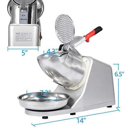 ZENY Ice Shaver Machine Electric Snow Cone Maker Stainless Steel Shaved Ice Machine 145lbs Per Hour