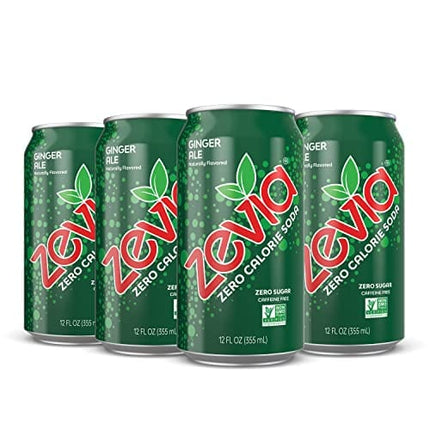 Zevia Ginger Ale, Zero Calorie Soda, 12 Fl Oz Cans,(Pack of 6)