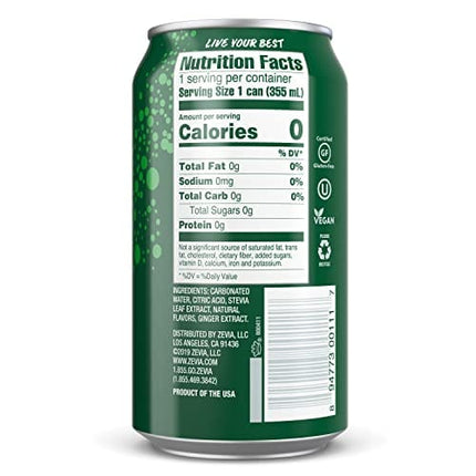 Zevia Ginger Ale, Zero Calorie Soda, 12 Fl Oz Cans,(Pack of 6)