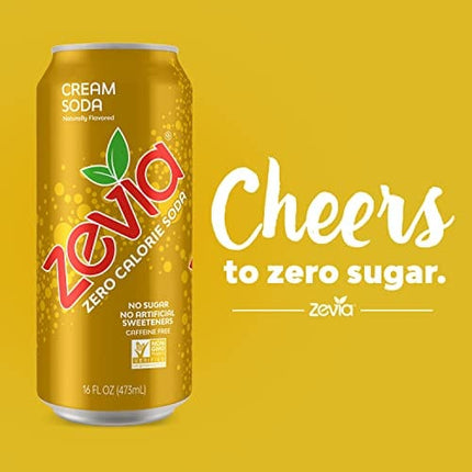 Zevia Zero Calorie Cream Soda, 16 Ounce Cans (Pack of 12)