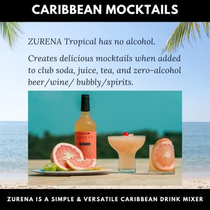 Zurena All-Natural Tropical Drink Mixer - Delicious Caribbean Cocktails in 30 Seconds with Spirits, Wine, Beer and Bubbly - Exotic Mockails With Club Soda, Juice or Tea - Contains No Alcohol