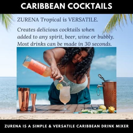 Zurena All-Natural Tropical Drink Mixer - Delicious Caribbean Cocktails in 30 Seconds with Spirits, Wine, Beer and Bubbly - Exotic Mockails With Club Soda, Juice or Tea - Contains No Alcohol