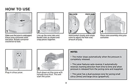 BLACK+DECKER 32oz Citrus Juicer, White, CJ650W,Small
