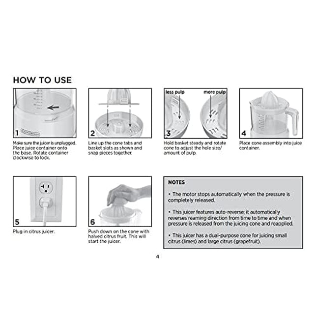 BLACK+DECKER 32oz Citrus Juicer, White, CJ650W,Small