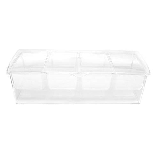 7Penn Condiment Tray with Ice Chamber, 4 Condiment Containers, Lid - Bar Garnish Tray Chilled Condiment Server Caddy