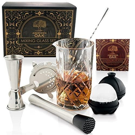 Cocktail Mixing Set With Bar Spoon Cocktail Mixing Spoon, Bar Mixing Glass, Cocktail Strainer, Muddler, Jigger And Ice Molds - Beautiful Glass Bar Cocktail Mixer, Cocktail Glass Set, Cocktail Spoon