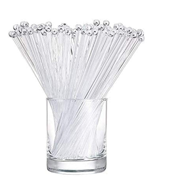 Ball Head Stirrer Disposible Plastic Round Top Crystal Swizzle Sticks ，Crystal Cake Pops, Cocktail Coffee Drink Stirrers 100 Pieces (Clear)