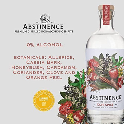 Abstinence Spirits Cape Spice | Award Winning Alcohol-Free Spirit | Calorie-free, Sugar-free | 750ml