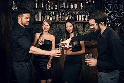 Whiskey Decanter Gift Set ?Pier? 5-Piece (1 Carafe + 4 Glasses) incl. Lucky Coin in Box. Premium 100% lead-free Crystal Glass for Liquor, Bourbon, Scotch. Dishwasher Safe - AdamFranklin1881