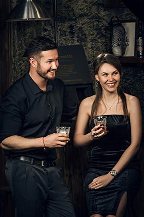 Whiskey Decanter Gift Set ?Pier? 5-Piece (1 Carafe + 4 Glasses) incl. Lucky Coin in Box. Premium 100% lead-free Crystal Glass for Liquor, Bourbon, Scotch. Dishwasher Safe - AdamFranklin1881