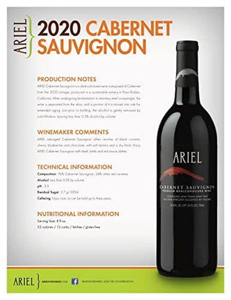 Ariel Cabernet Sauvignon Wine Hand on Heart Cabernet 2 PACK Alcohol Removed Dealcoholized
